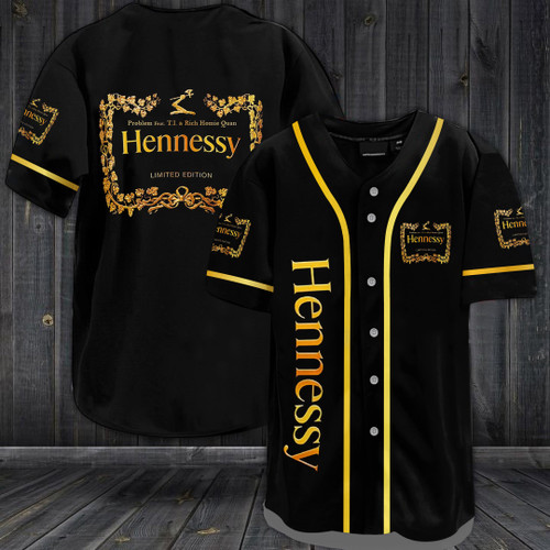 Black And Gold Hennessy Baseball Jersey HNS2005N7VKO