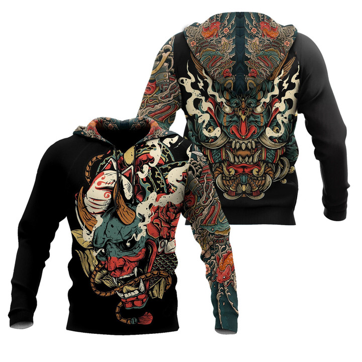 Oni Mask Tattoo 3D Over Printed Shirt For Men And Women SMR01