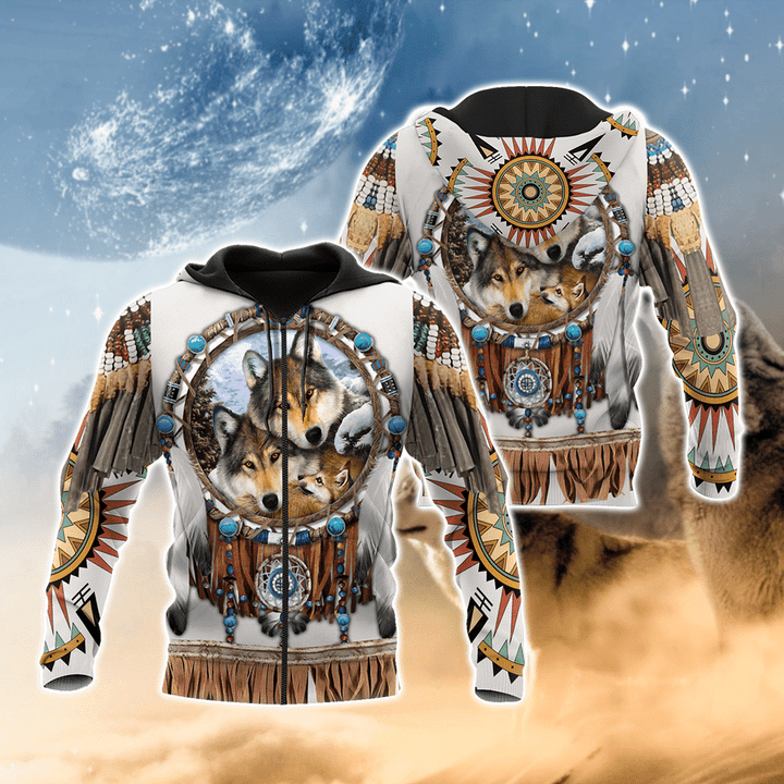 Native Wolf 3D All Over Printed Shirts NA30