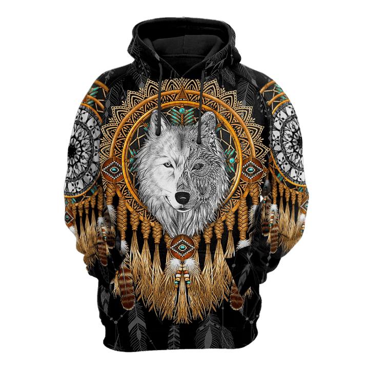 Native Dreamcatcher Wolf 3D All Over Printed Shirts NA33