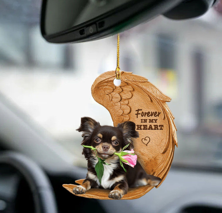 Chihuahua forever in my heart chihuahua lover dog mom two sided Car Hanging Ornament CHHO1