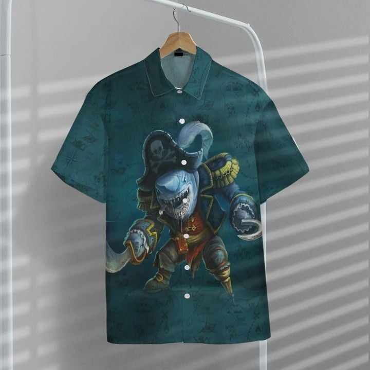 3D Pirate Shark Custom Hawaii Shirt TH2