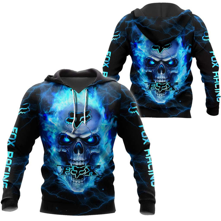 FX Racing Art Blue Thunder Skull Logo Brand Clothes 3D Printing NTH151