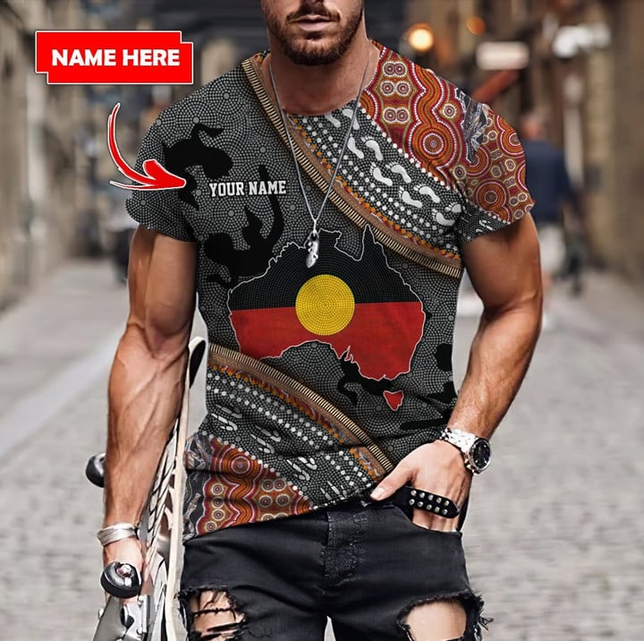 Tmarc Tee Custom name Aboriginal dots Zip pattern printed summer shirts