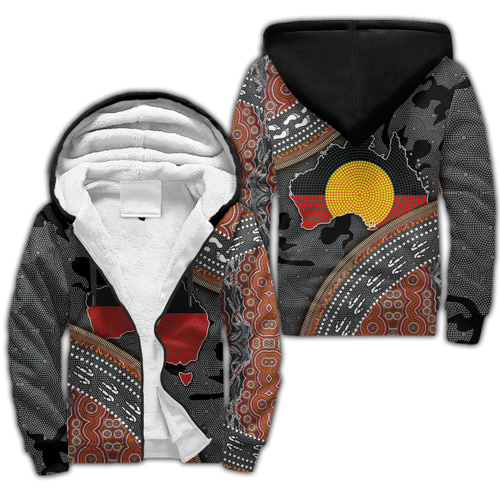 Tmarc Tee Custom name Aboriginal dots Zip pattern printed Fleece Zip-Up Hoodie