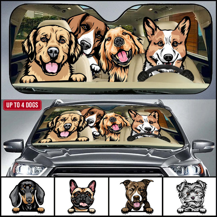 Personalized Dog Auto Sun Shade, Personalized Car Sun Shade - Gift For Dog Lovers
