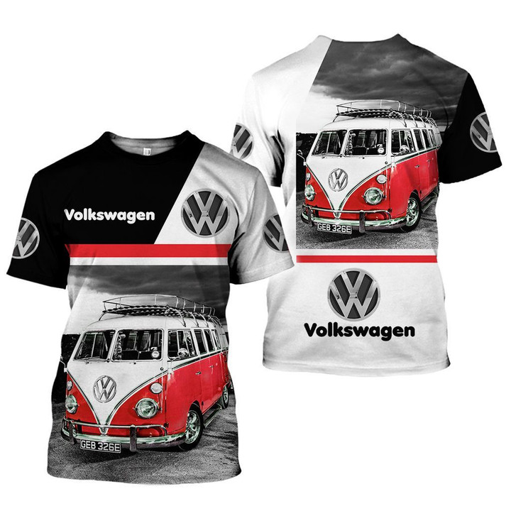 VW Bus Red White 3D All Over Printed Clothes VW1