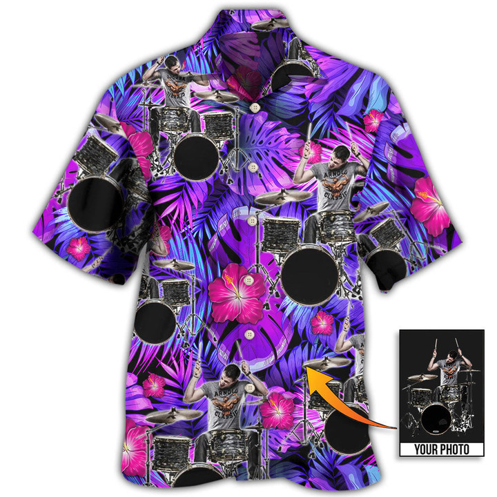 Drum Purple Tropical Style Custom Photo - Hawaiian Shirt - Owl Ohh