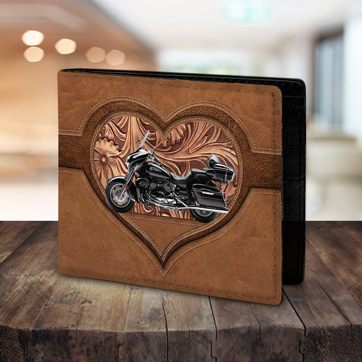 Motorcycle Heart Brown Personalized Men's Wallet - HM003PS08 - BMGifts (formerly Best Memorial Gifts)