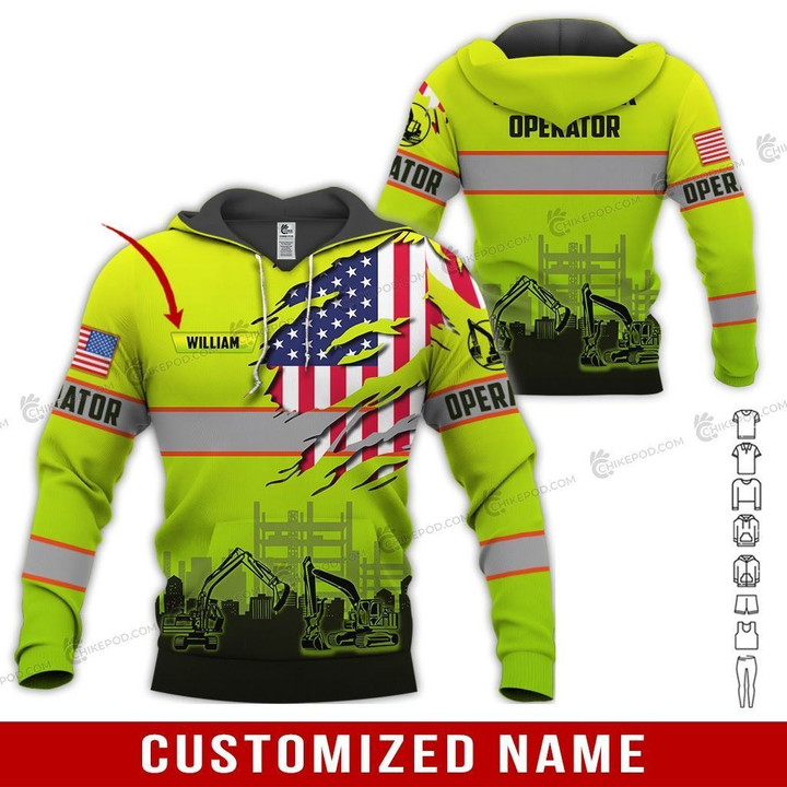 Personalized Name Green Heavy Equipment 3D All Over Printed Clothes HE66