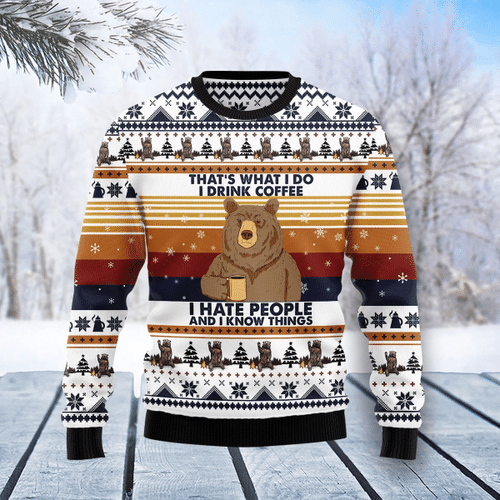 Bear Coffee Ugly Christmas Sweater | For Men & Women | Adult | US4642
