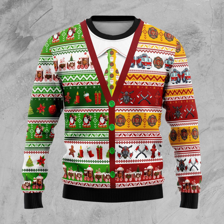 Firefighter Xmas Ugly Christmas Sweater | For Men & Women | Adult | US4971