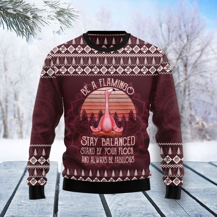 Flamingo Yoga Ugly Christmas Sweater | For Men & Women | Adult | US5016