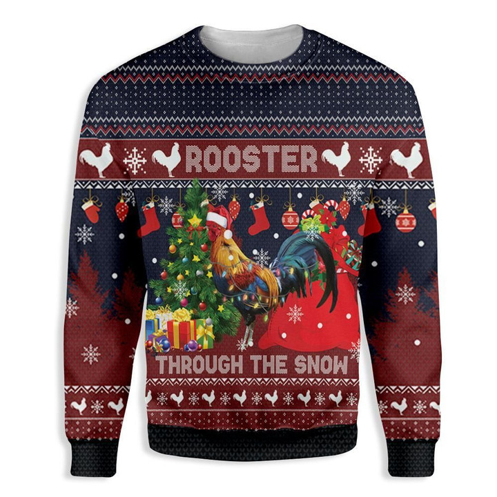 Rooster Through The Snow Ugly Christmas Sweater | For Men & Women | Adult | US3182