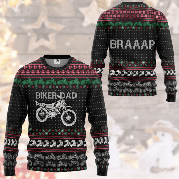 Biker Dad Braaap Ugly Christmas Sweater | For Men & Women | Adult | US3244