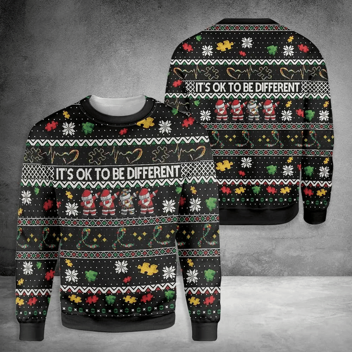 Its Ok To Be Different Autism Ugly Christmas Sweater | For Men & Women | Adult | US3169