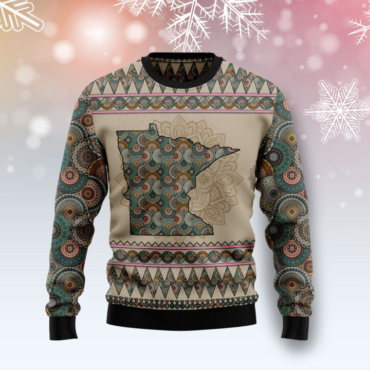 Minnesota Mandala Ugly Christmas Sweater | For Men & Women | Adult | US3991