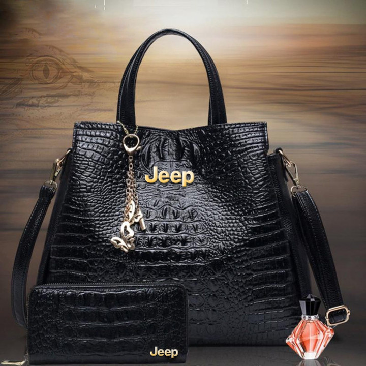 JP Crocodile Leather Handbag With Free Matching Wallet