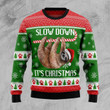 Sloth Slow Down Ugly Christmas Sweater | For Men & Women | Adult | US4368
