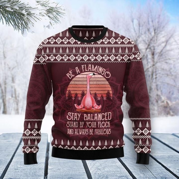 Flamingo Yoga Ugly Christmas Sweater | For Men & Women | Adult | US5581