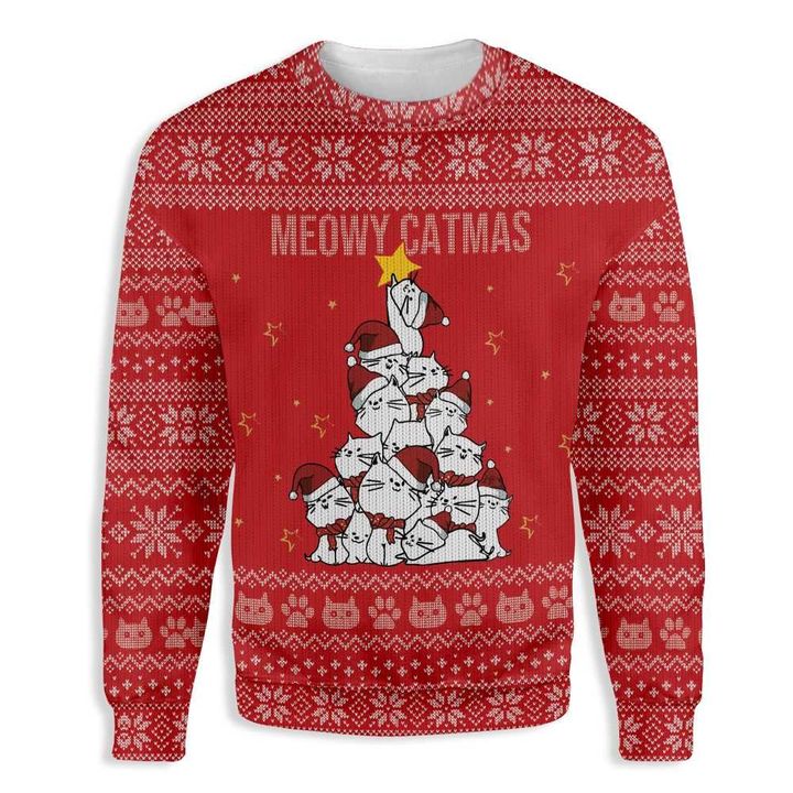 Meowy Catmas Christmas Tree Ugly Christmas Sweater | For Men & Women | Adult | US5475