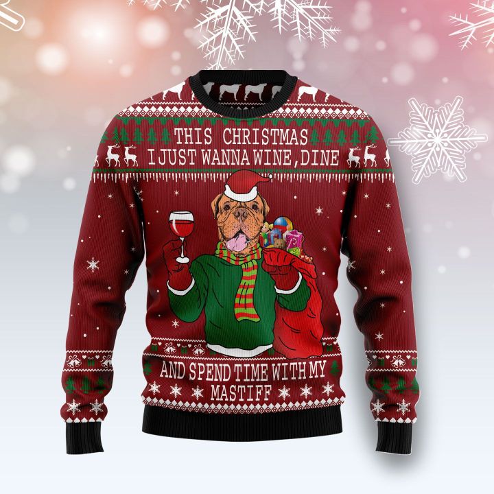 Spend Time With My Mastiff Ugly Christmas Sweater | For Men & Women | Adult | US4388