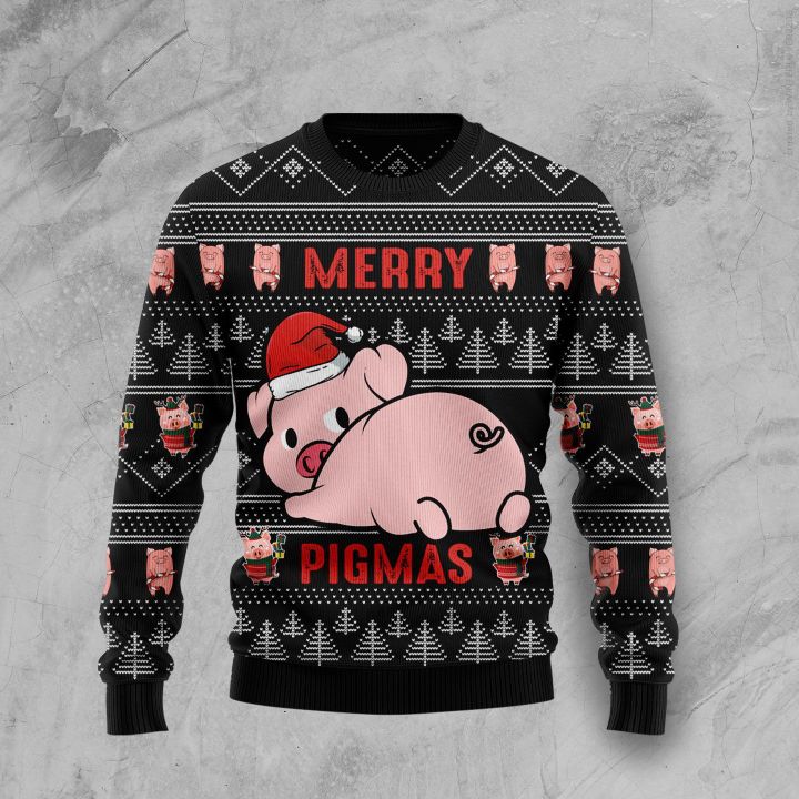 Merry Pigmas Christmas Ugly Christmas Sweater | For Men & Women | Adult | US4584
