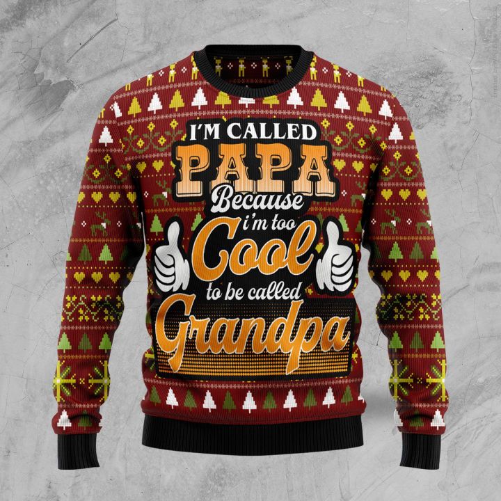 Too Cool To Be Called Grandpa Ugly Christmas Sweater | For Men & Women | Adult | US4654