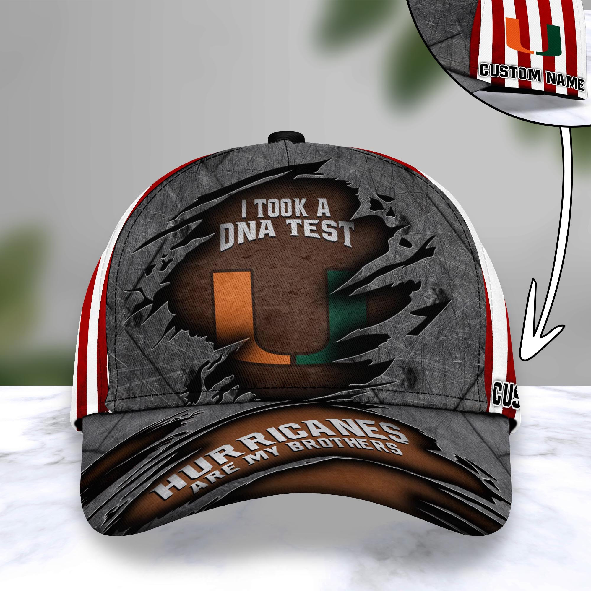 Miami Hurricanes Personalized Baseball Caps
