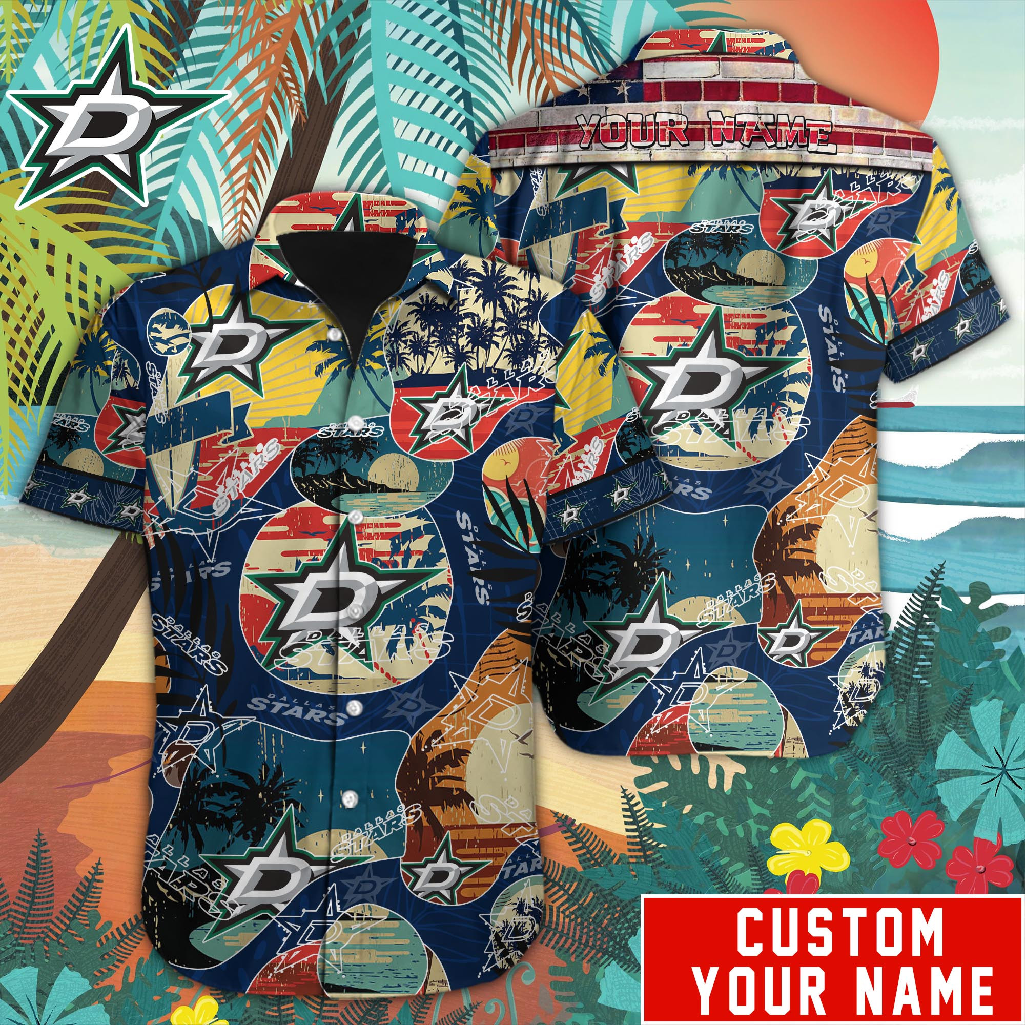 Dallas Stars Custom Name Hawaiian Shirt M-38779