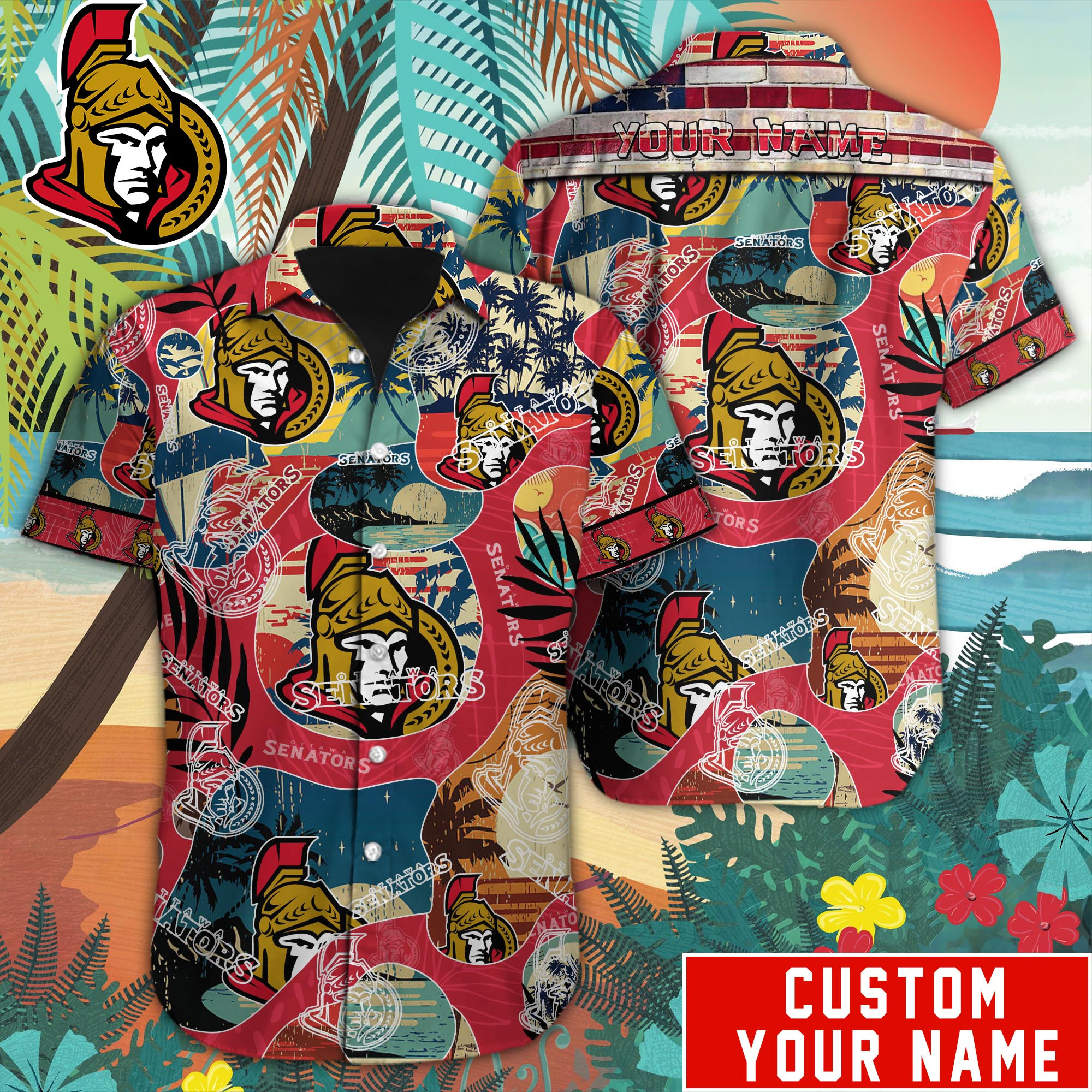 Ottawa Senators Custom Name Hawaiian Shirt M-38779