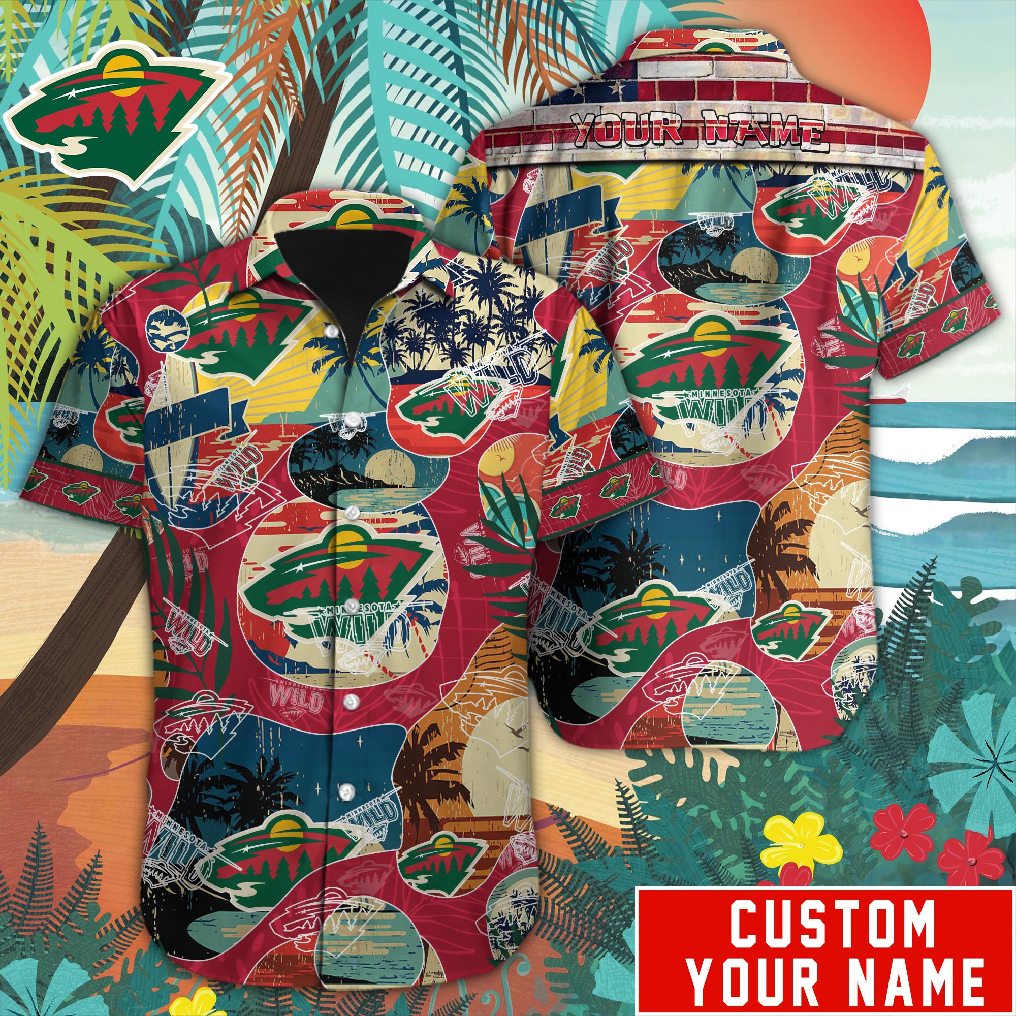 Minnesota Wild Custom Name Hawaiian Shirt M-38779