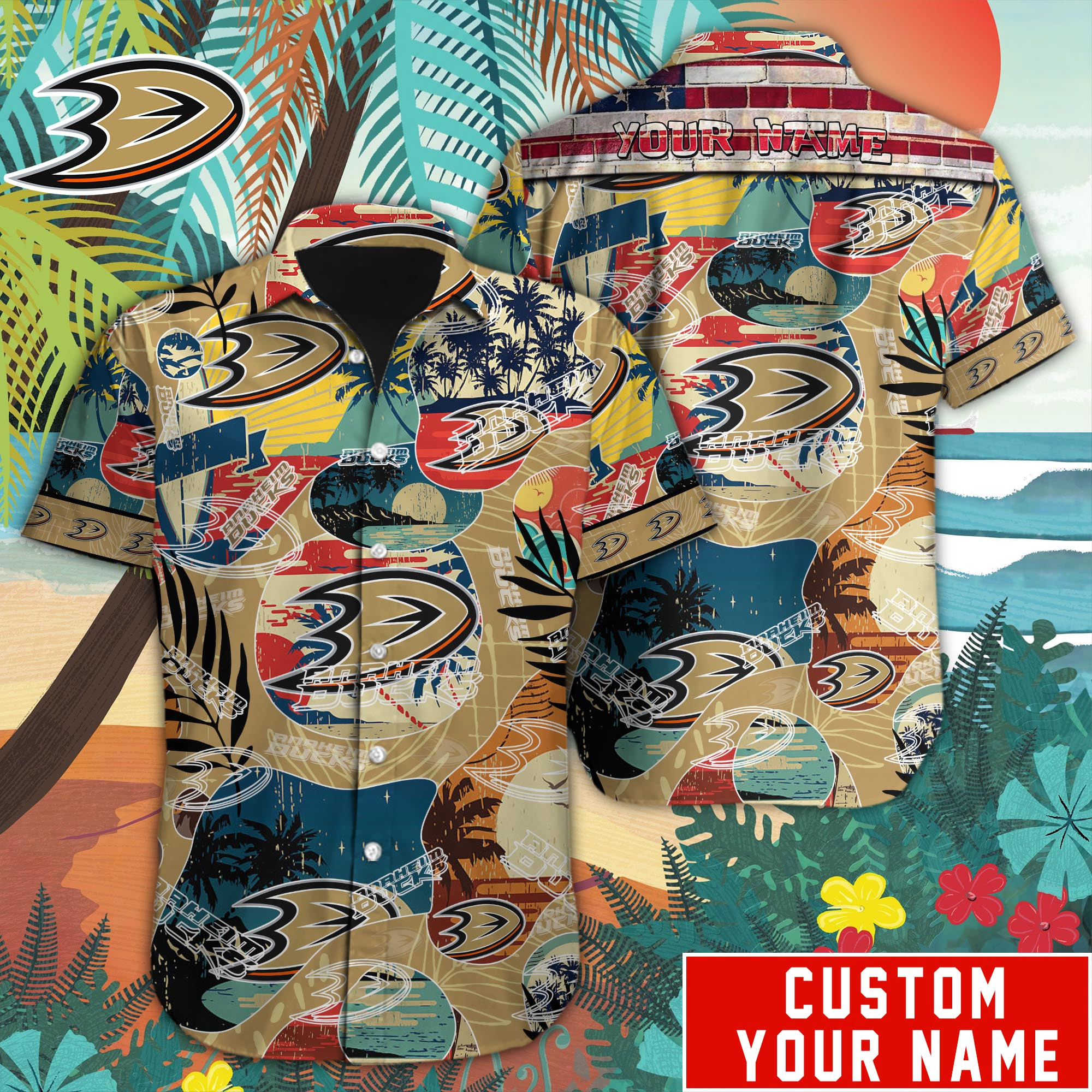 Anaheim Ducks Custom Name Hawaiian Shirt M-38779