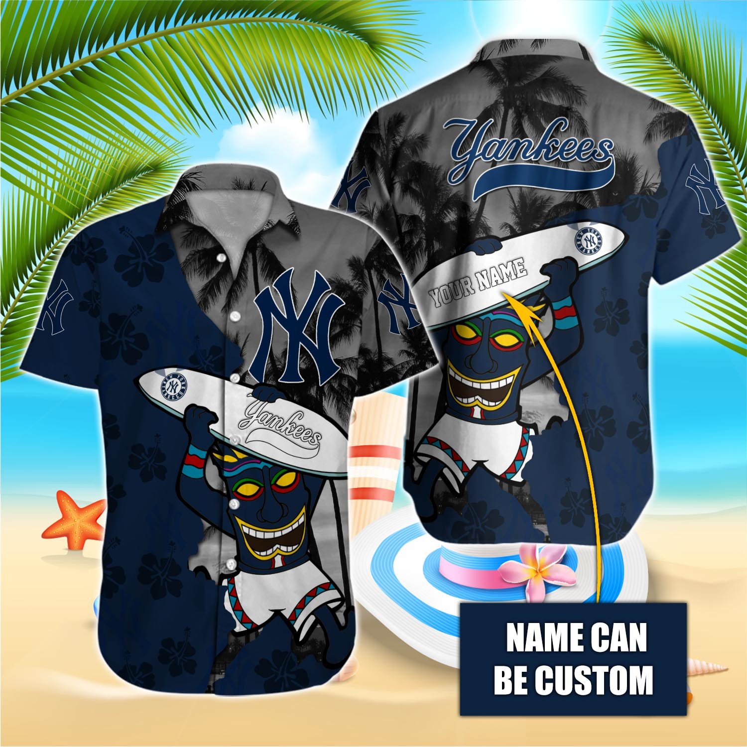 NewYork Yankees Custom Name Hawaiian Shirt T-38175