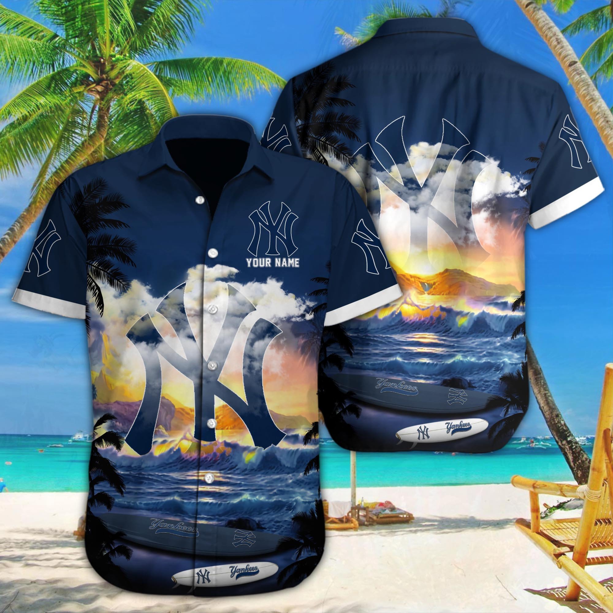 NewYork Yankees Custom Name Hawaiian Shirt M-38981-34350