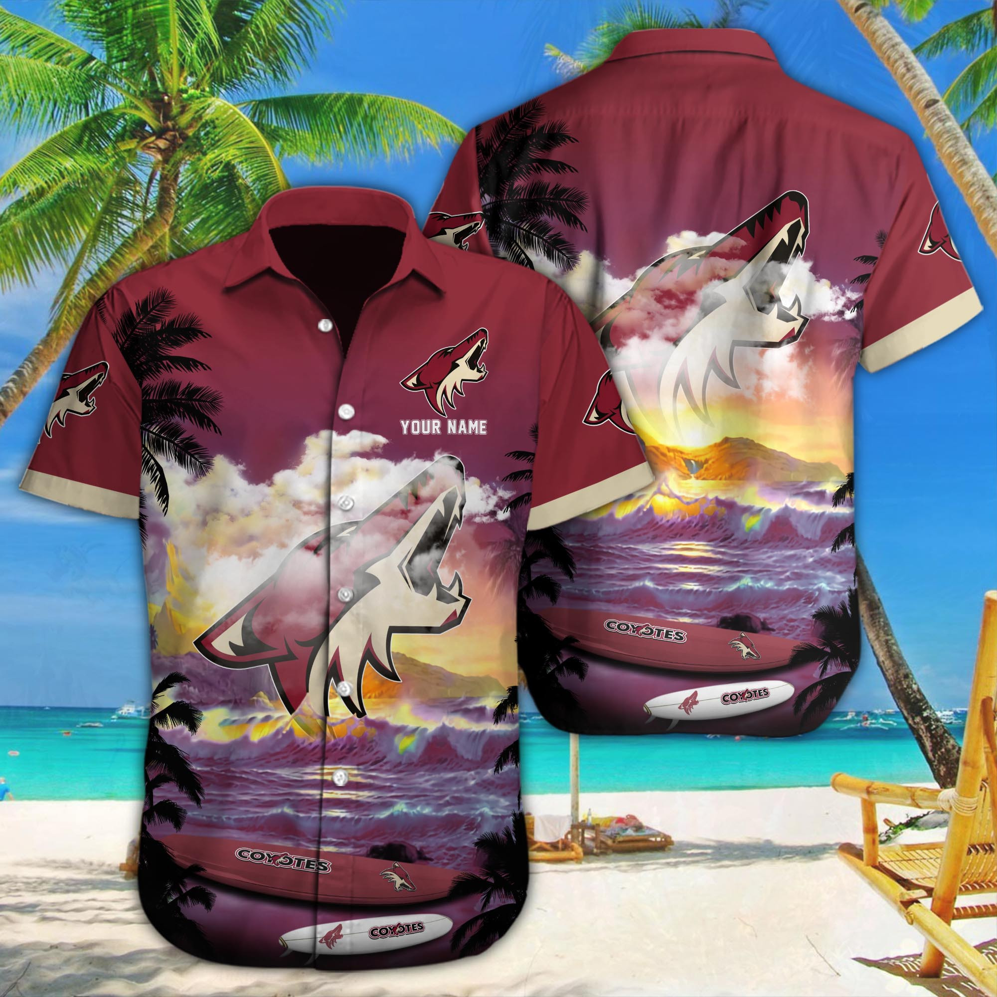 Arizona Coyotes Custom Name Hawaiian Shirt M-38981-34350