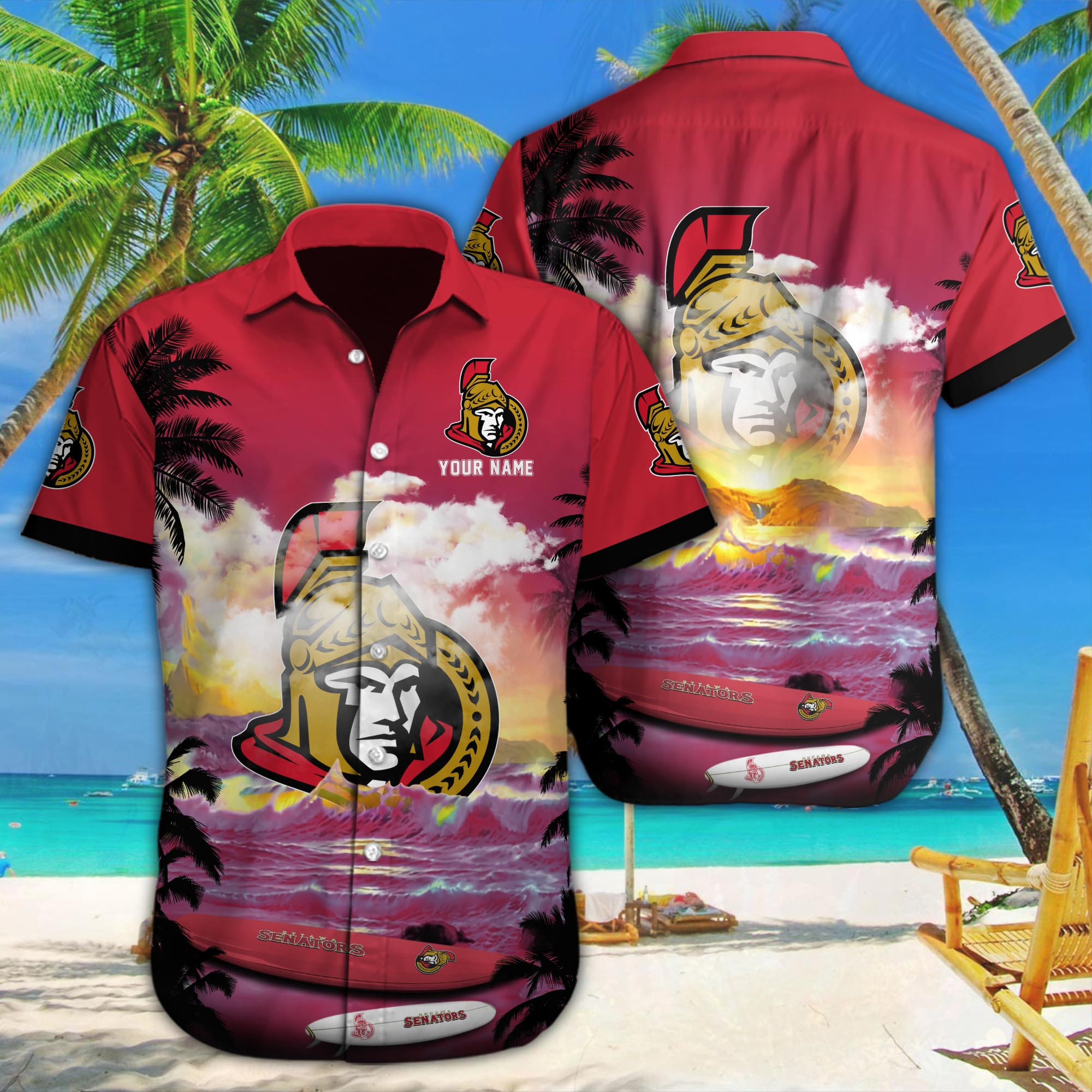 Ottawa Senators Custom Name Hawaiian Shirt M-38981-34350