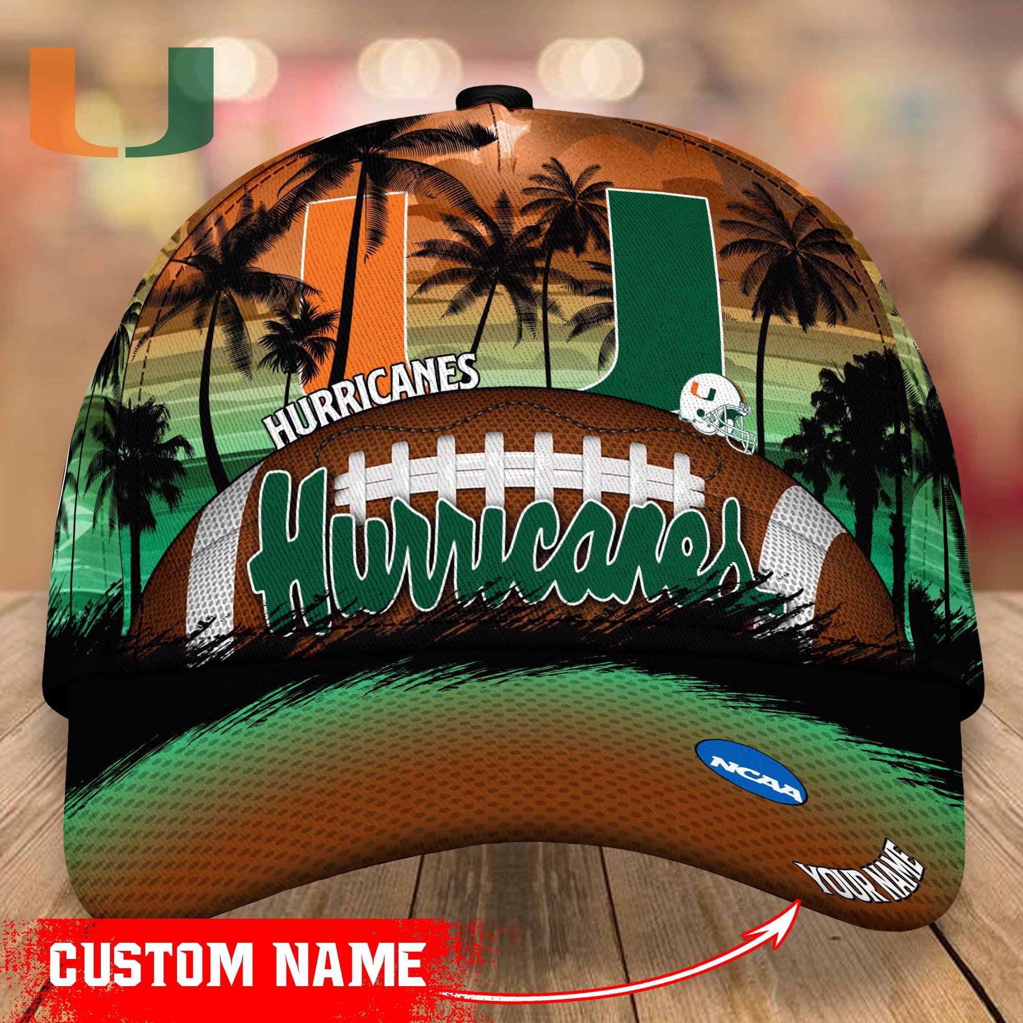 Miami Hurricanes Custom Name Classic Caps