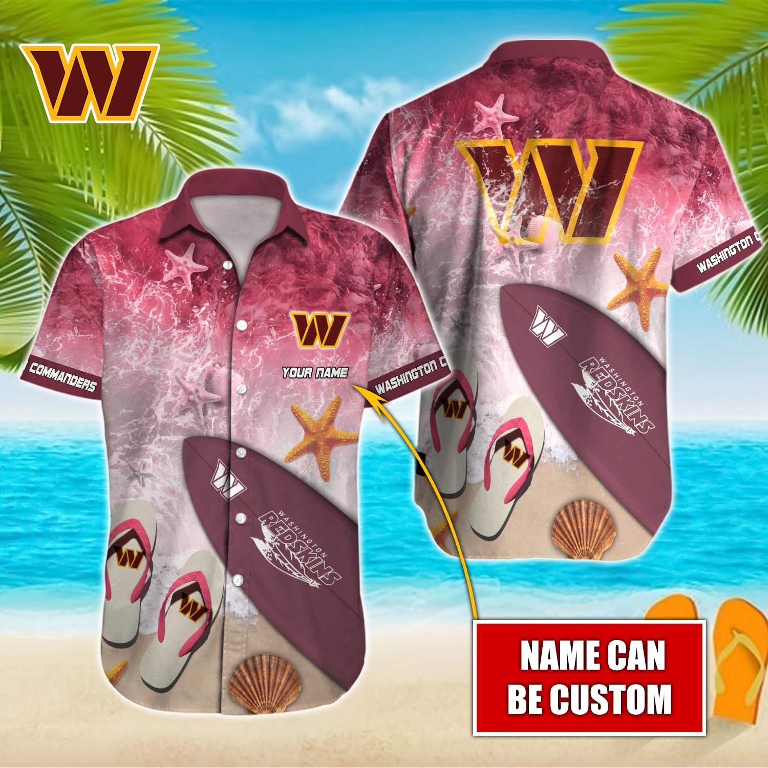 Washington Commanders Custom Name Hawaiian Shirt T-39910