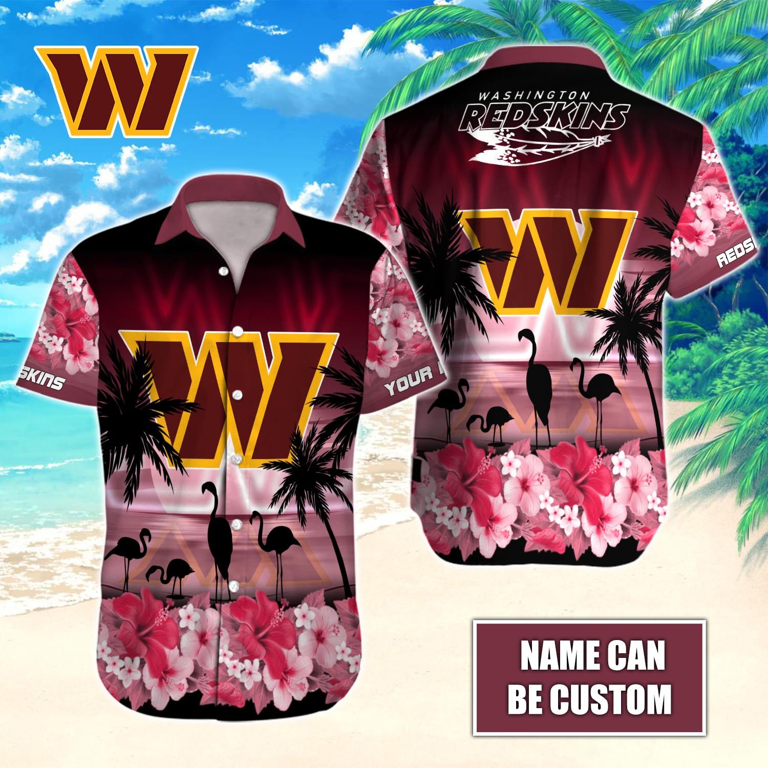 Washington Commanders Custom Name Hawaiian Shirt T-40718
