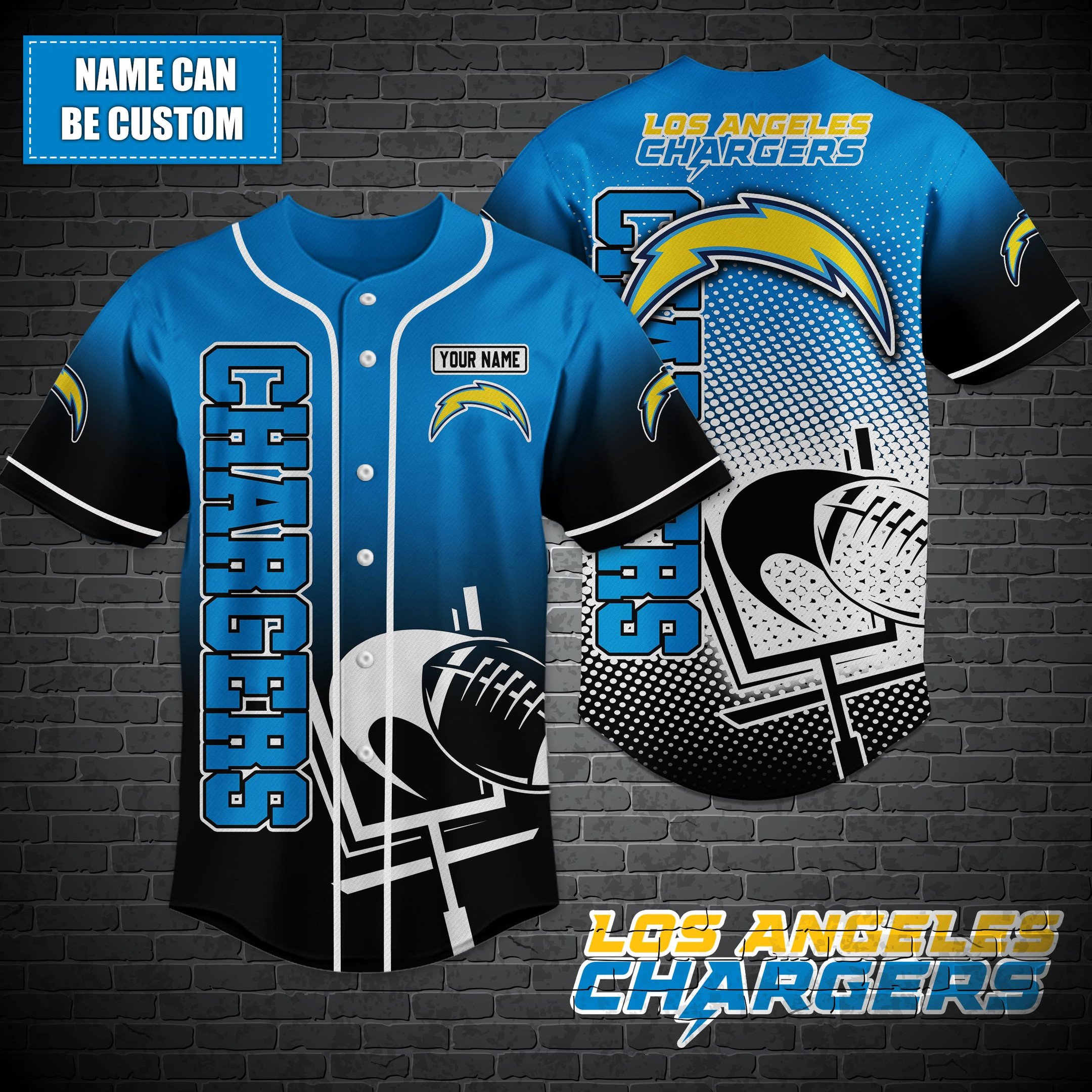 Los Angeles Chargers Custom name Baseball Shirt T-44757
