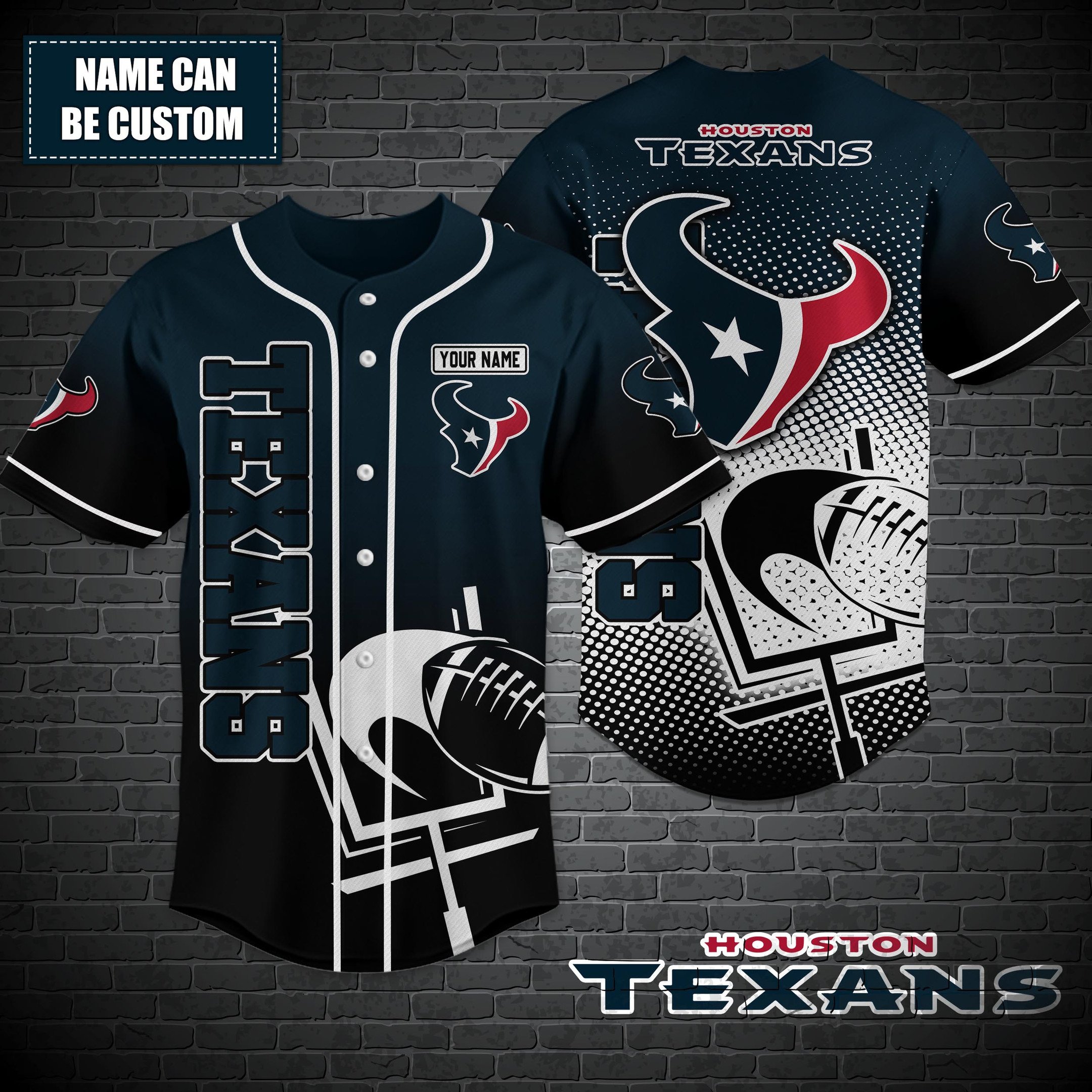 Houston Texans Custom name Baseball Shirt T-44757