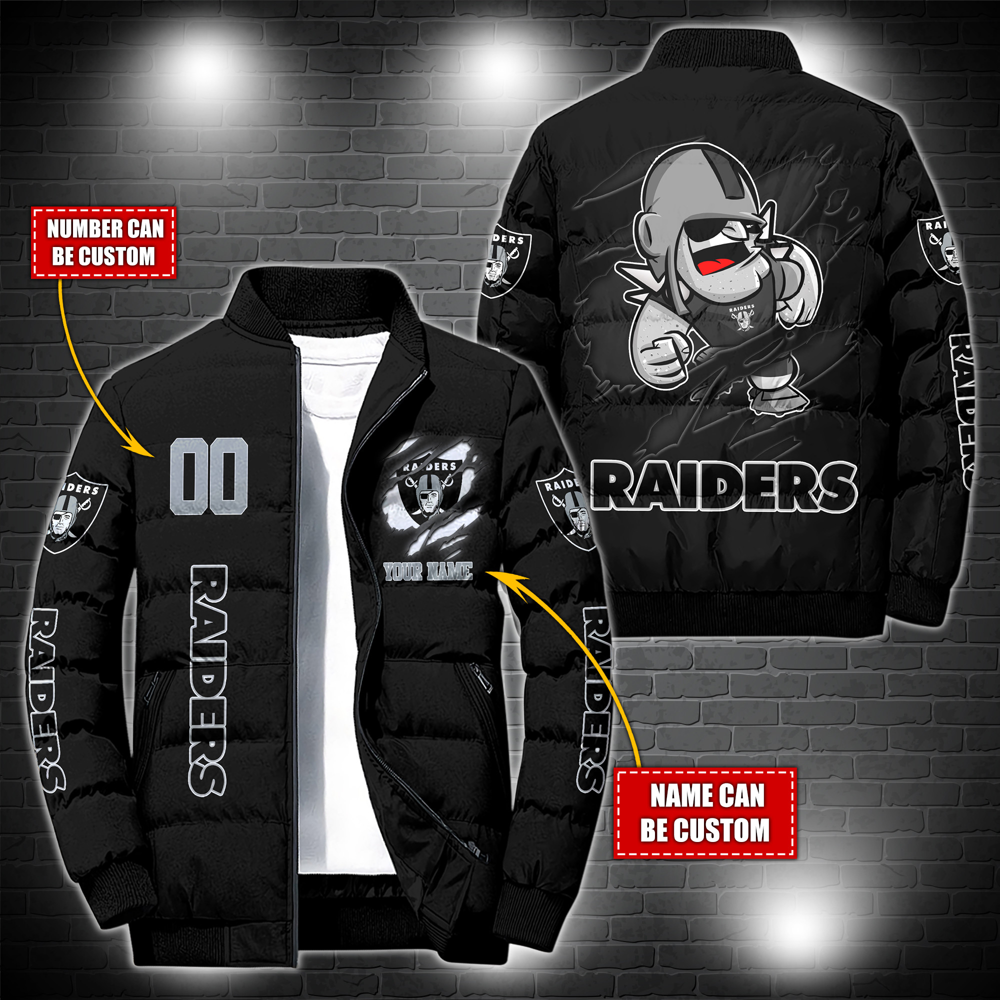 Las Vegas Raiders Custom Name Puffer Jacket