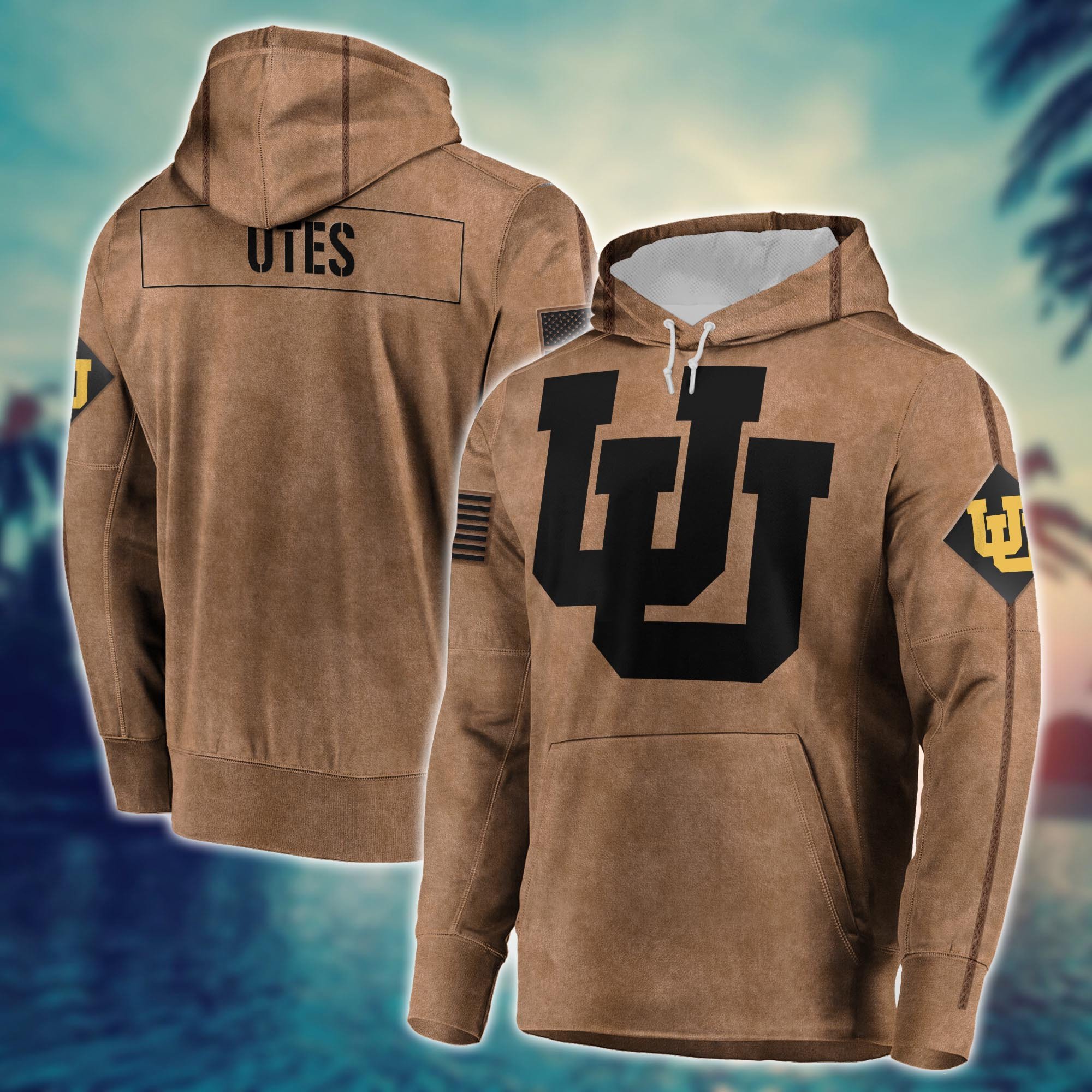 Utah Utes Brown Salute To Service Club Pullover Hoodie