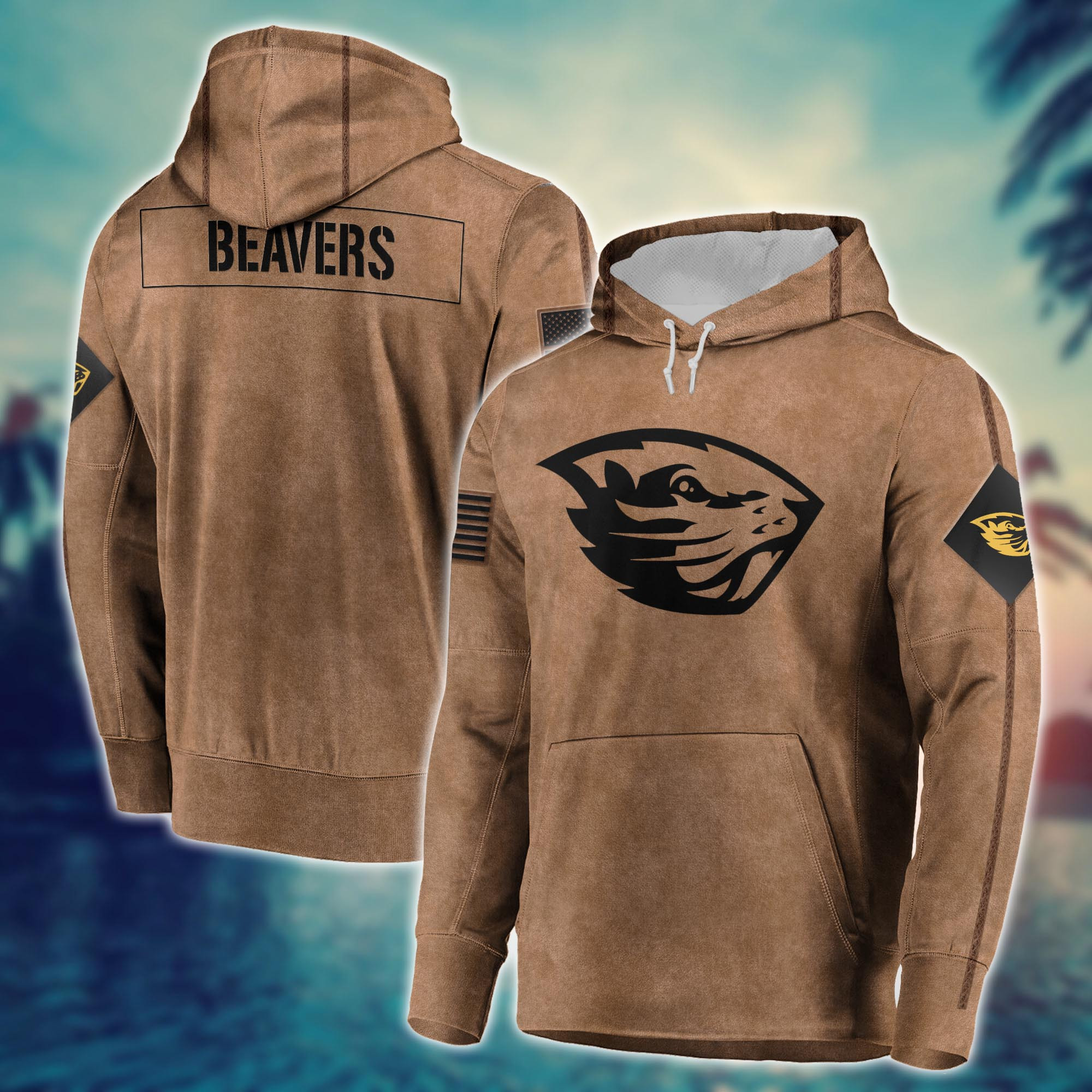 Oregon State Beavers Brown Salute To Service Club Pullover Hoodie