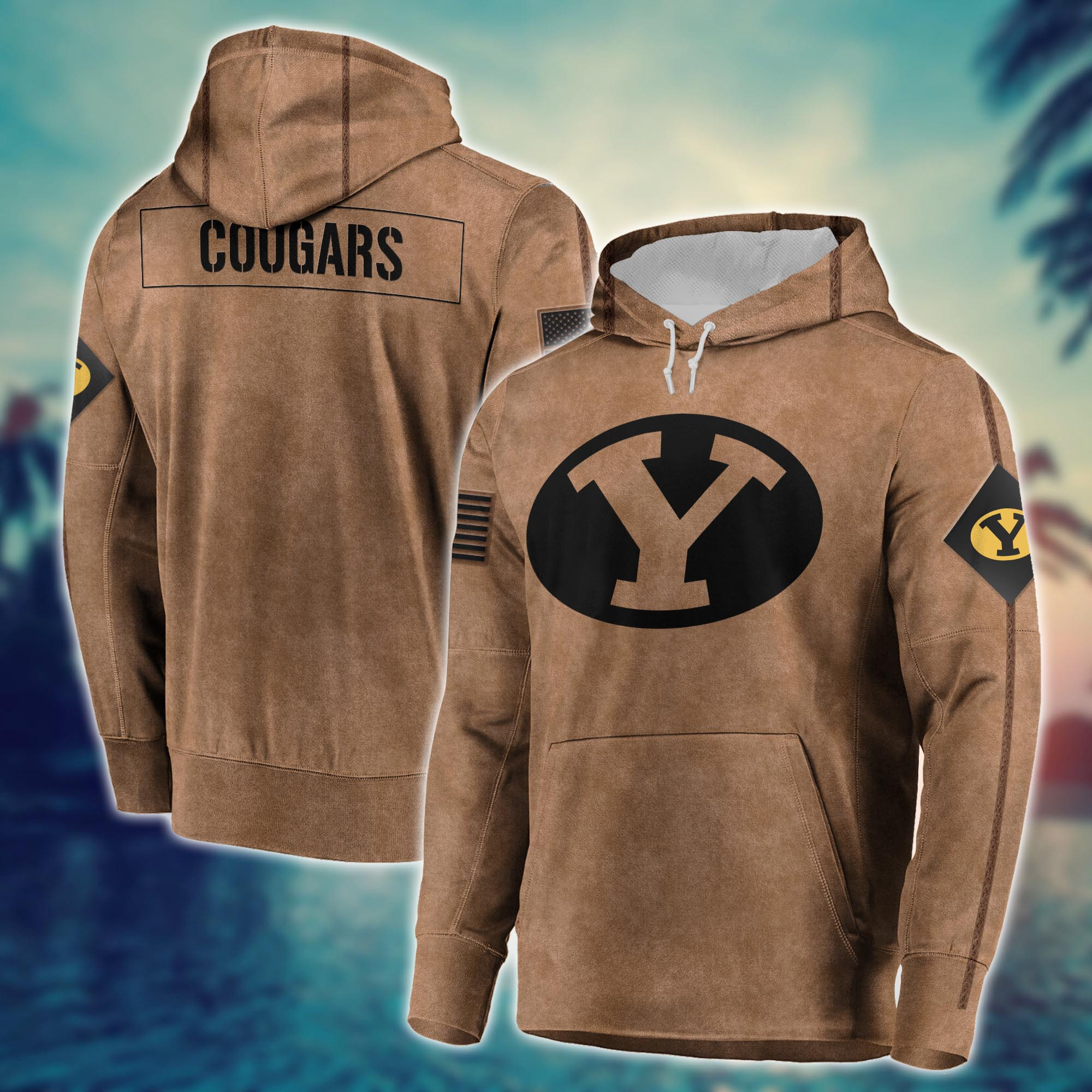 BYU Cougars Brown Salute To Service Club Pullover Hoodie
