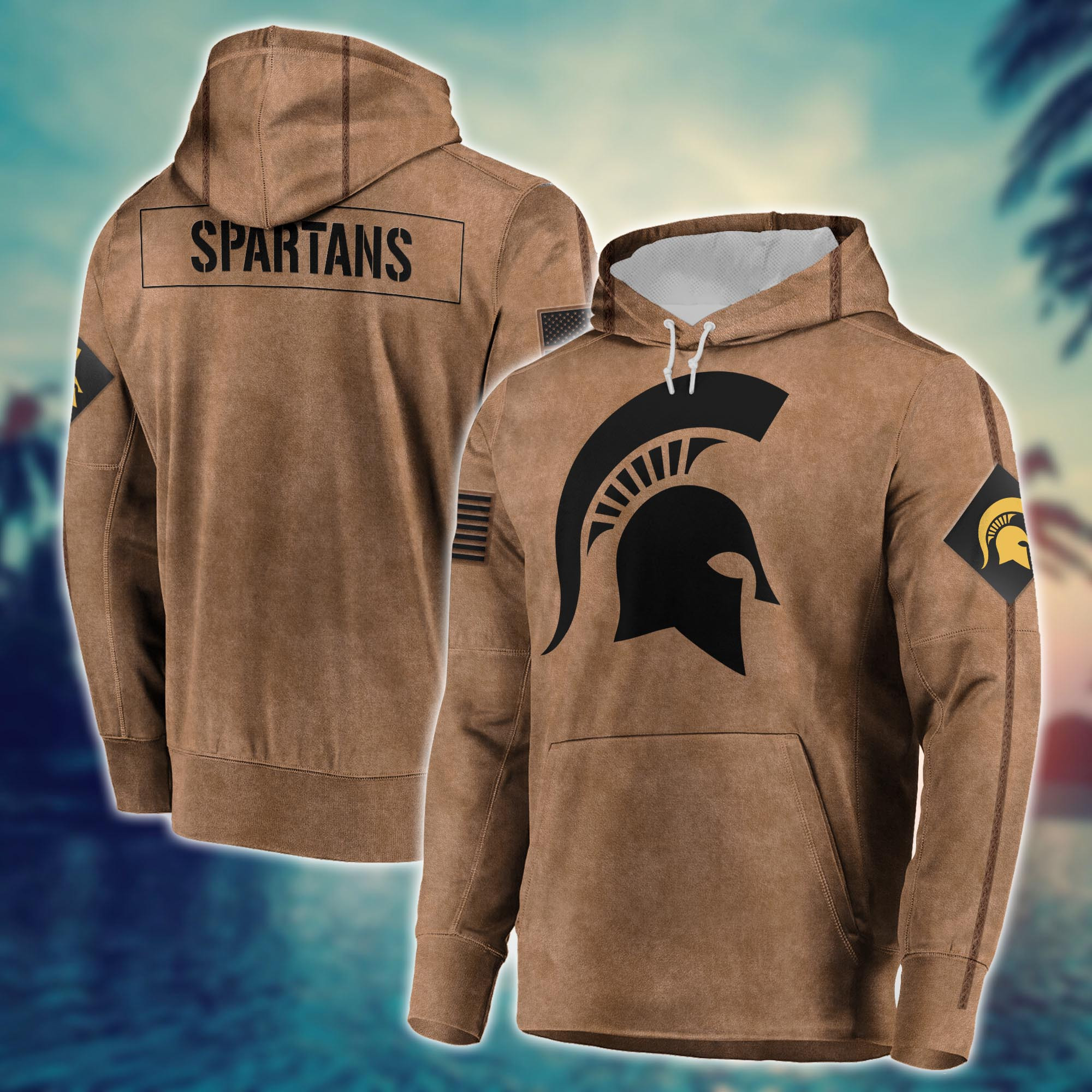 Michigan State Spartans Brown Salute To Service Club Pullover Hoodie
