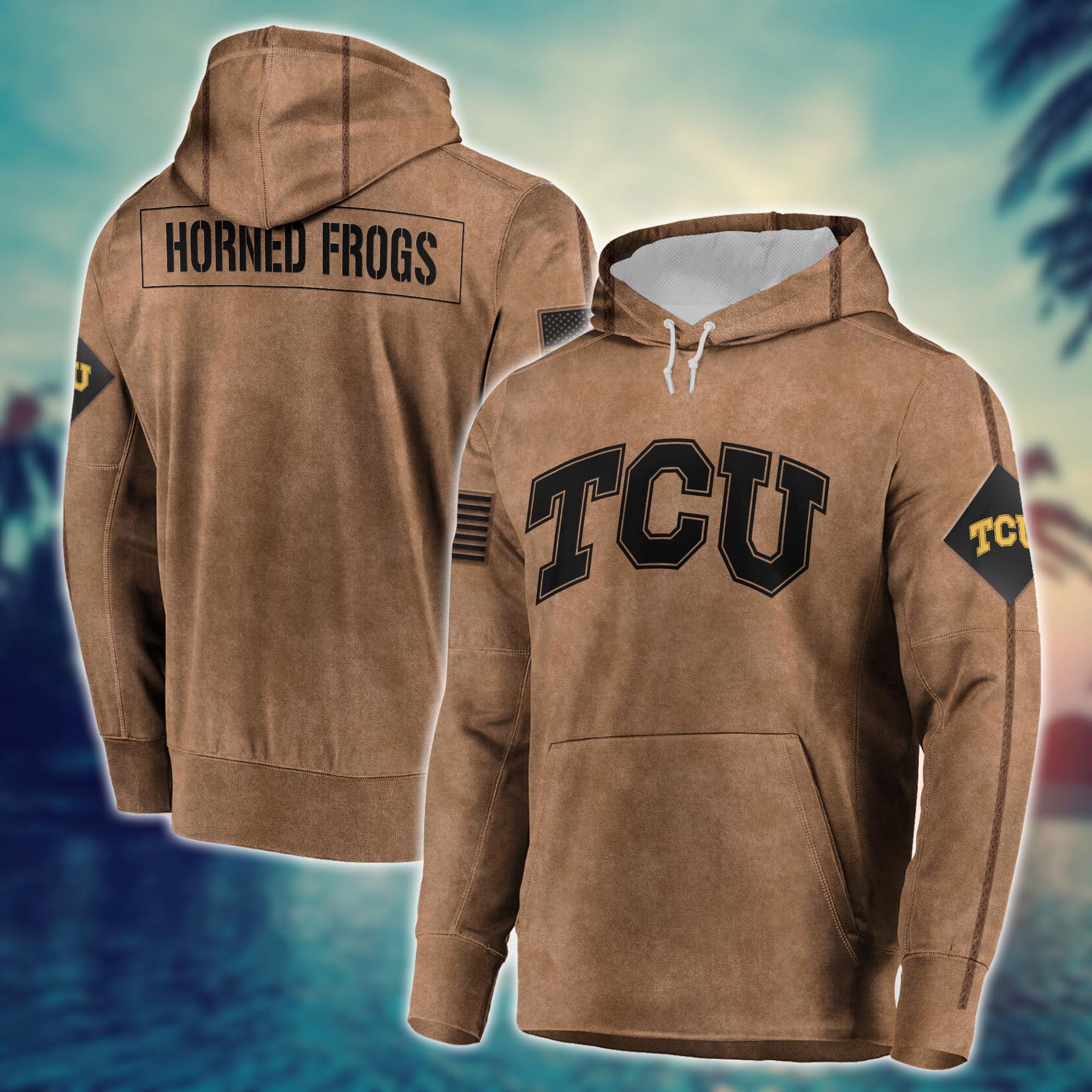 TCU Horned Frogs Brown Salute To Service Club Pullover Hoodie