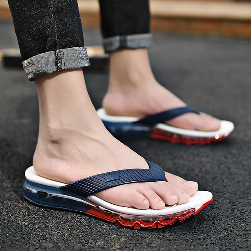 Sominic Men Flip-Flop Arch Support Air Cushion Durable Elastic Trendy Spring Summer Casual Sandals