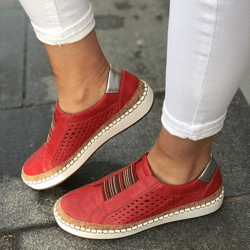 SOMINIC Women Loafers Orthopedic Genuine Leather Flat Airy Unique Casual Shoes